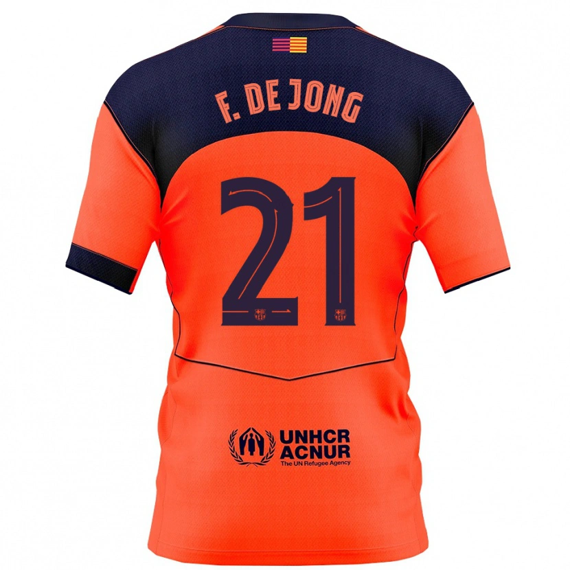 Danxen Men Frenkie De Jong #21 Orange Navy Third Jersey 2025/26 T-Shirt