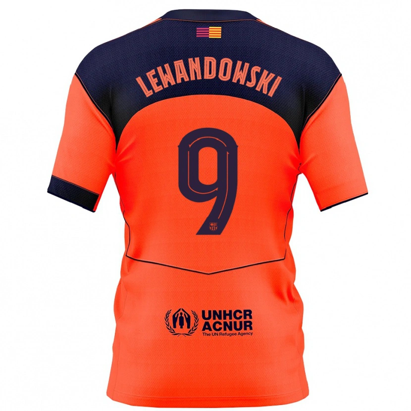 Danxen Men Robert Lewandowski #9 Orange Navy Third Jersey 2025/26 T-Shirt