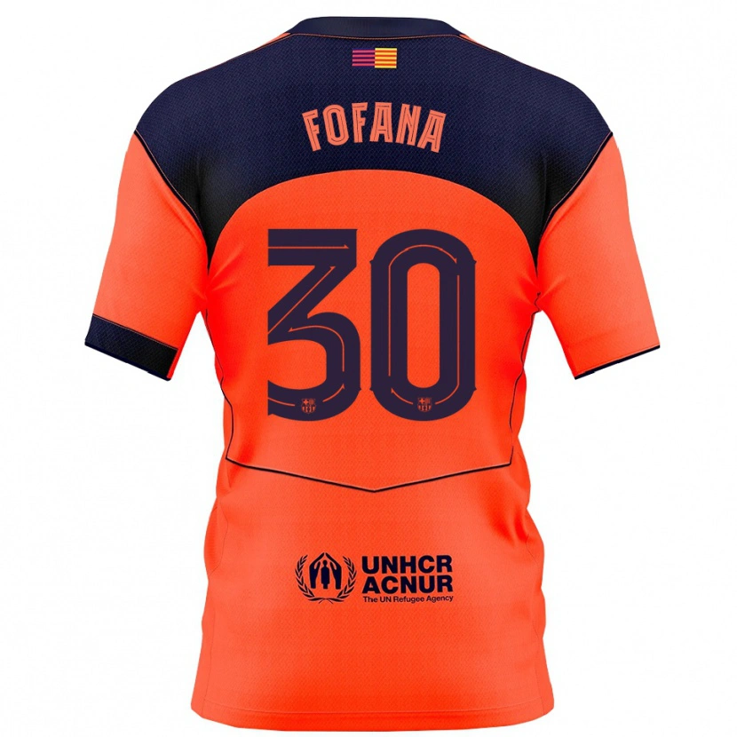 Danxen Men Nuhu Fofana #30 Orange Navy Third Jersey 2025/26 T-Shirt