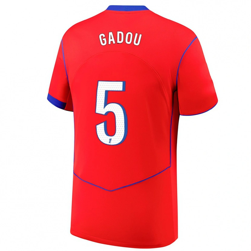 Danxen Men Joane Gadou #5 Red Blue White Third Jersey 2025/26 T-Shirt