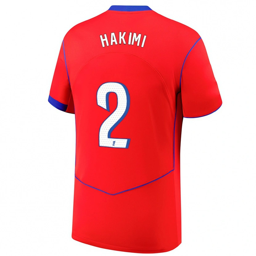 Danxen Men Achraf Hakimi #2 Red Blue White Third Jersey 2025/26 T-Shirt