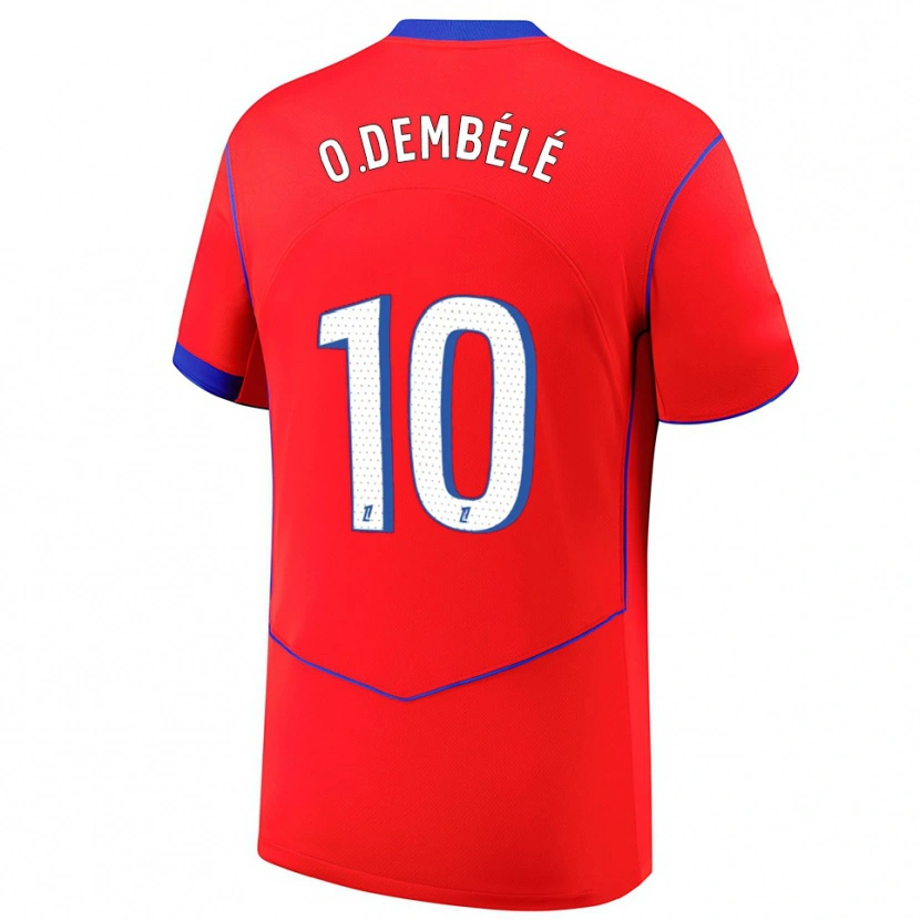 Danxen Men Ousmane Dembélé #10 Red Blue White Third Jersey 2025/26 T-Shirt