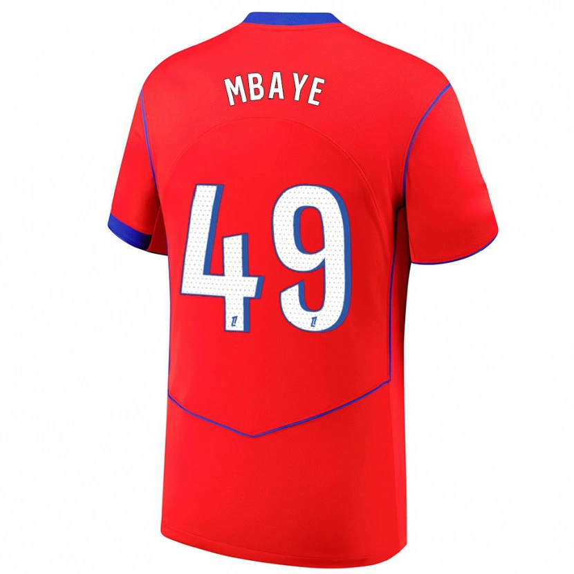 Danxen Men Ibrahim Mbaye #49 Red Blue White Third Jersey 2025/26 T-Shirt