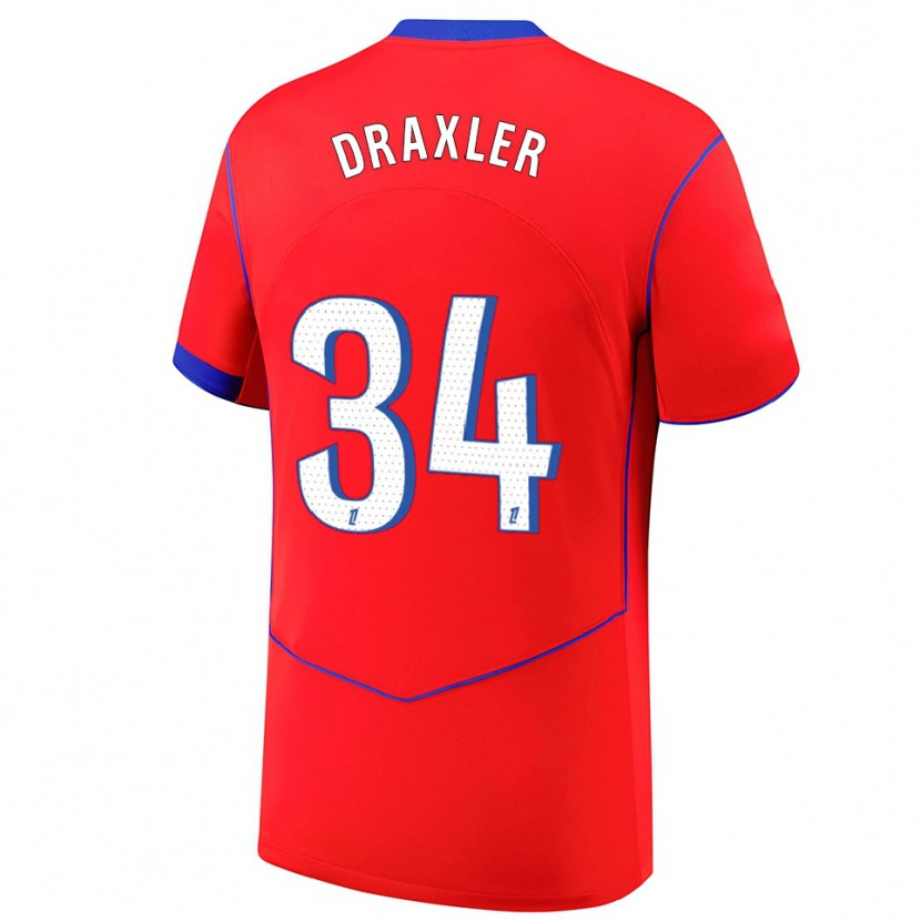 Danxen Men Julian Draxler #34 Red Blue White Third Jersey 2025/26 T-Shirt