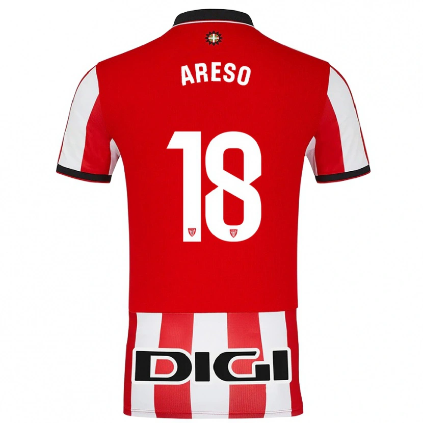 Danxen Women Jesús Areso #18 Red White Home Jersey 2025/26 T-Shirt