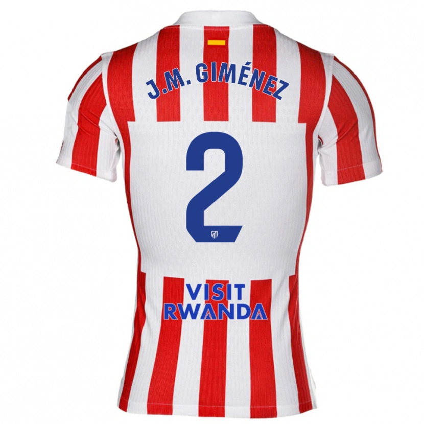 Danxen Women José María Giménez #2 Red White Home Jersey 2025/26 T-Shirt