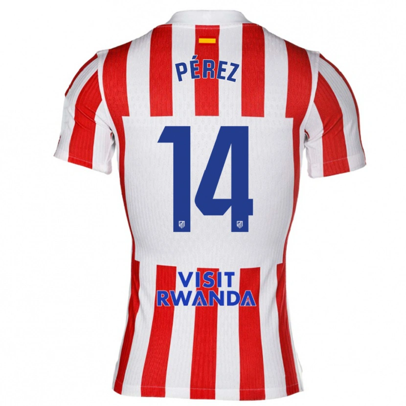 Danxen Women Diego Pérez #14 Red White Home Jersey 2025/26 T-Shirt