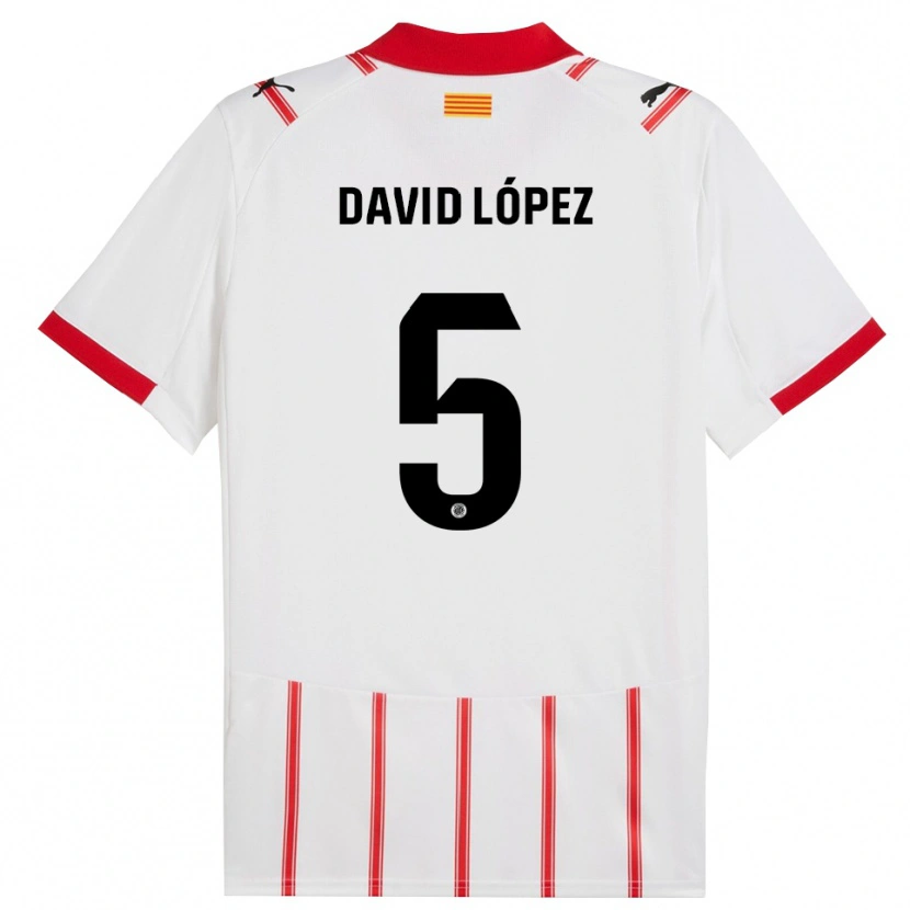 Danxen Women David López #5 White Red Home Jersey 2025/26 T-Shirt