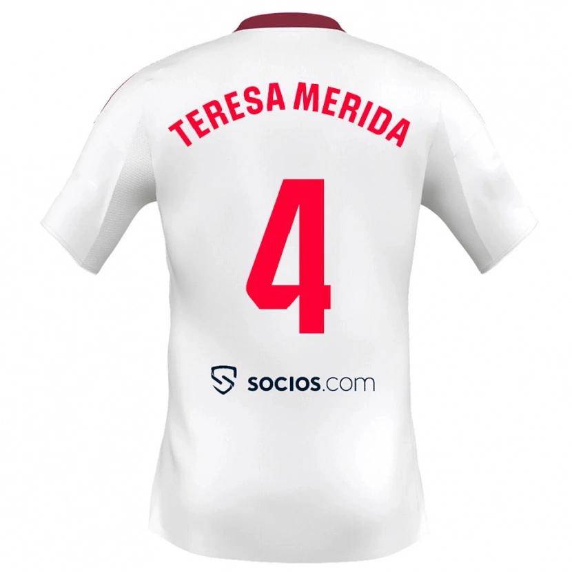 Danxen Women Teresa Merida #4 White Red Home Jersey 2025/26 T-Shirt