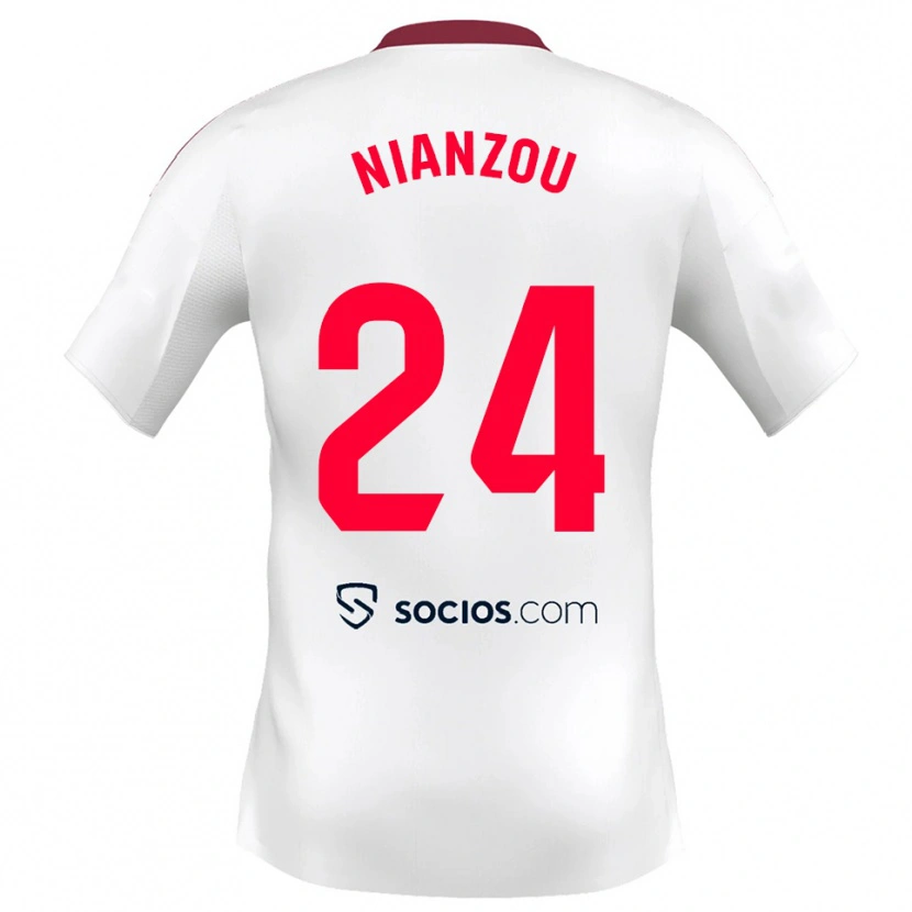 Danxen Women Tanguy Nianzou #24 White Red Home Jersey 2025/26 T-Shirt