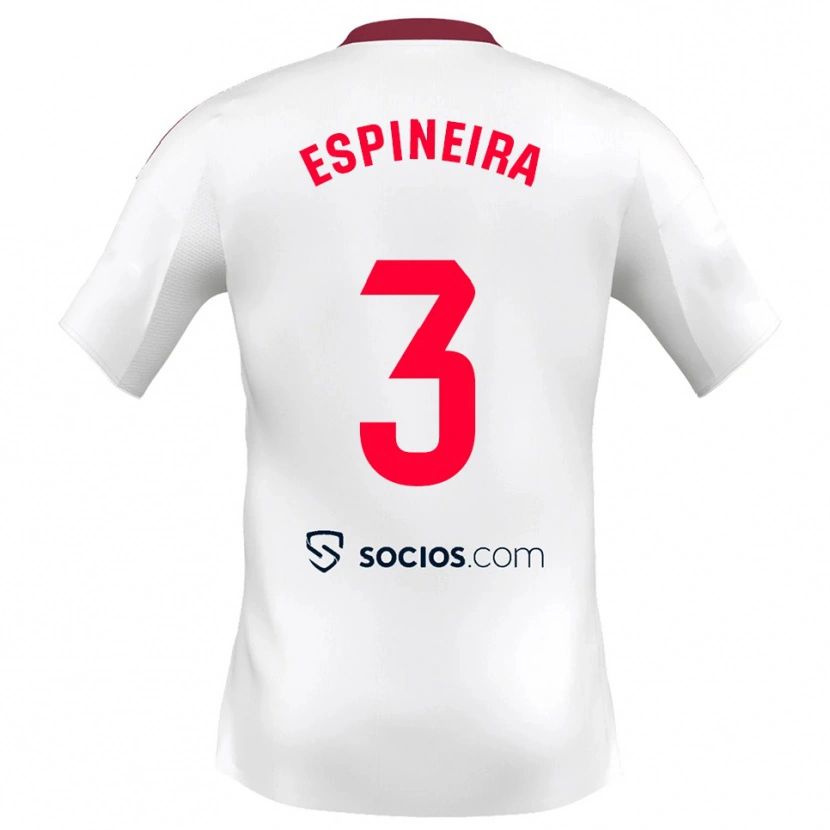 Danxen Women Alberto Espiñeira #3 White Red Home Jersey 2025/26 T-Shirt