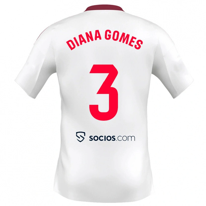 Danxen Women Diana Catarina Ribeiro Gomes #3 White Red Home Jersey 2025/26 T-Shirt