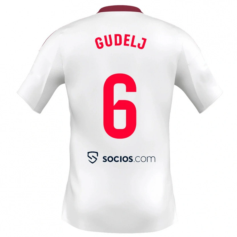 Danxen Women Nemanja Gudelj #6 White Red Home Jersey 2025/26 T-Shirt