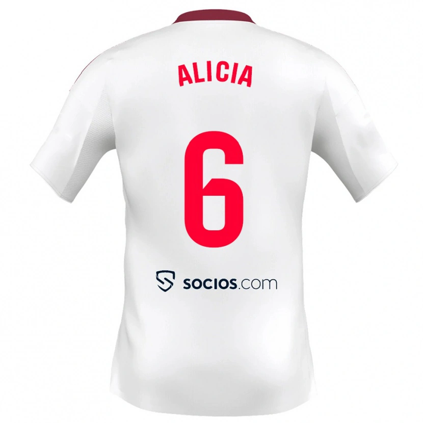 Danxen Women Alicia Redondo González #6 White Red Home Jersey 2025/26 T-Shirt