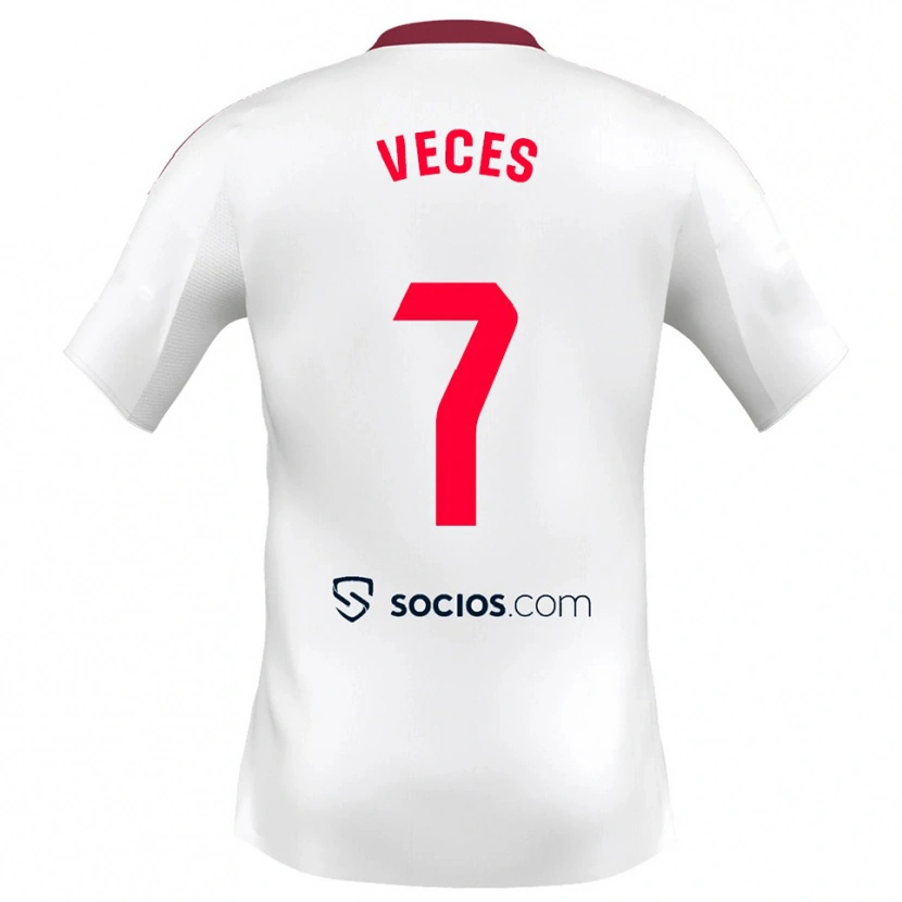 Danxen Women Sergio Veces #7 White Red Home Jersey 2025/26 T-Shirt