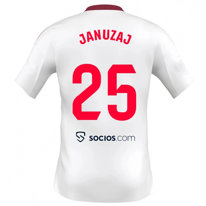 Danxen Women Adnan Januzaj #25 White Red Home Jersey 2025/26 T-Shirt