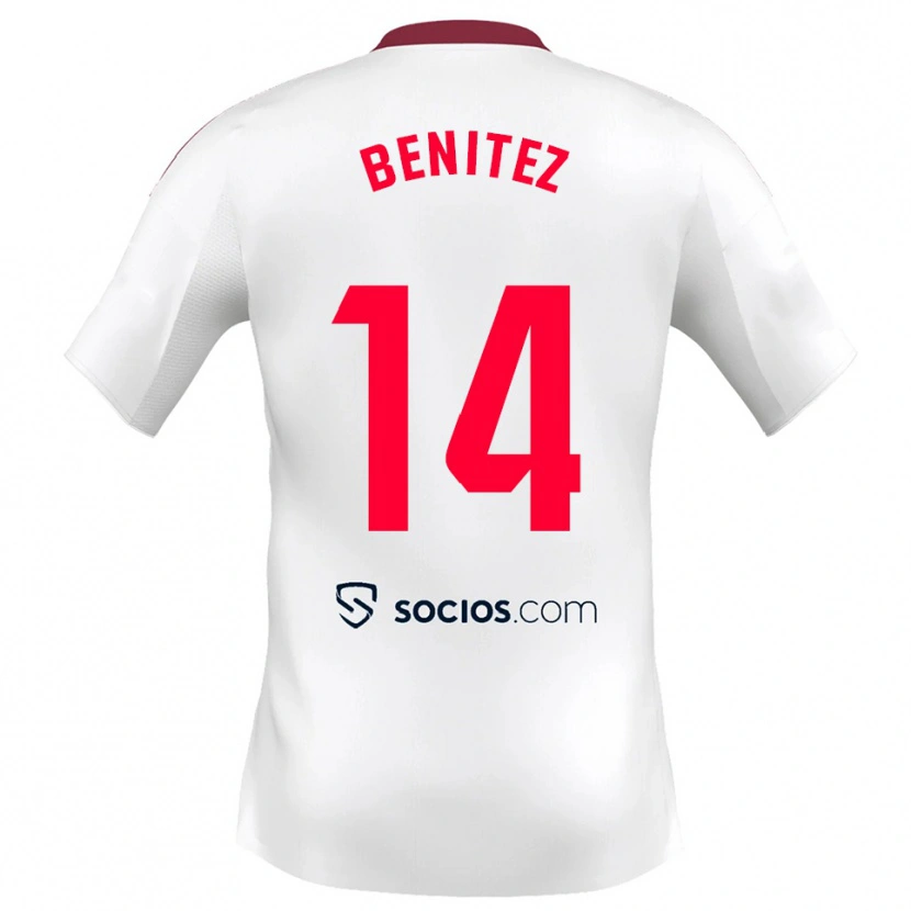 Danxen Women Emilio Benítez #14 White Red Home Jersey 2025/26 T-Shirt