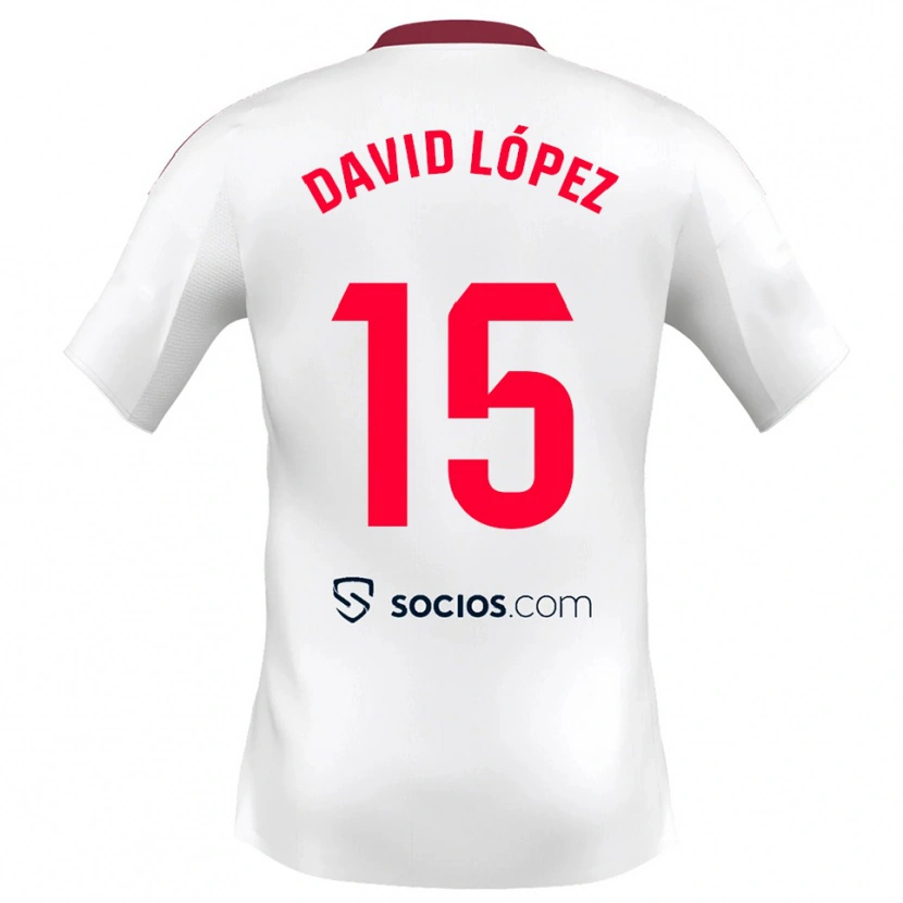 Danxen Women David López #15 White Red Home Jersey 2025/26 T-Shirt