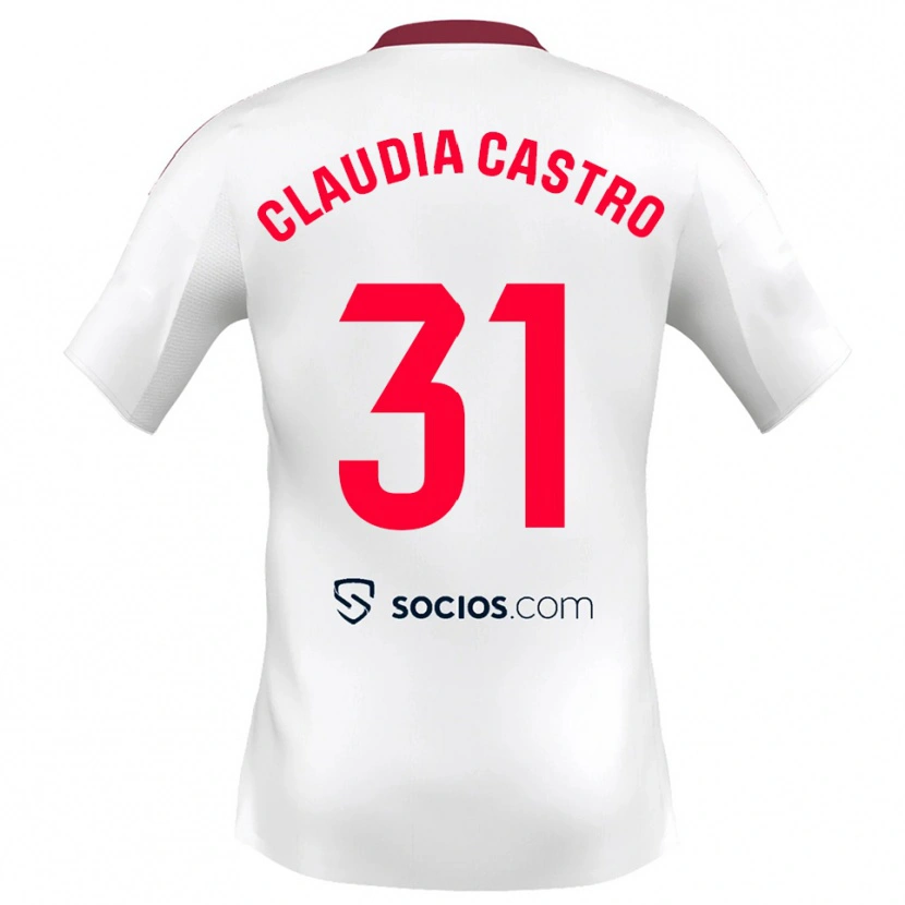 Danxen Women Claudia Castro Romero #31 White Red Home Jersey 2025/26 T-Shirt