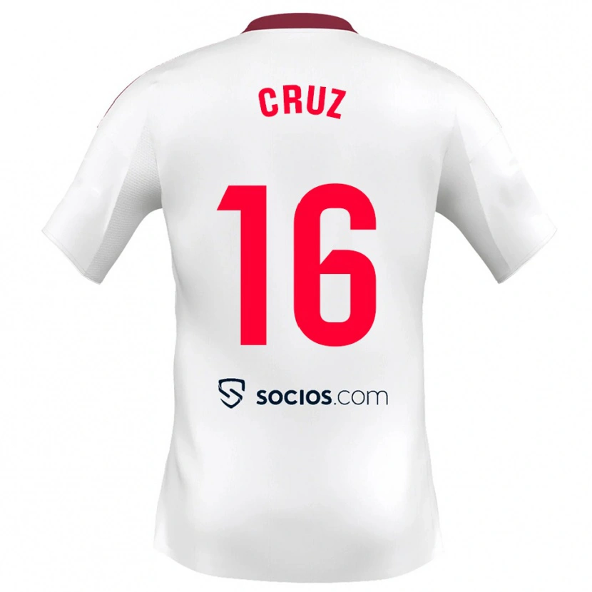 Danxen Women Jesús Cruz #16 White Red Home Jersey 2025/26 T-Shirt