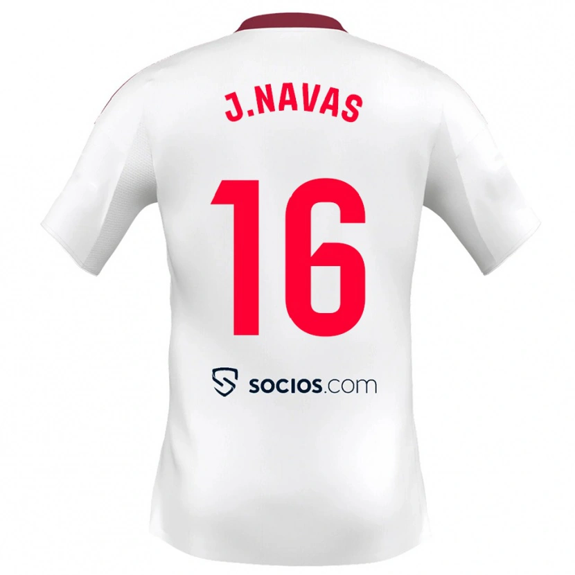 Danxen Women Jesus Navas #16 White Red Home Jersey 2025/26 T-Shirt