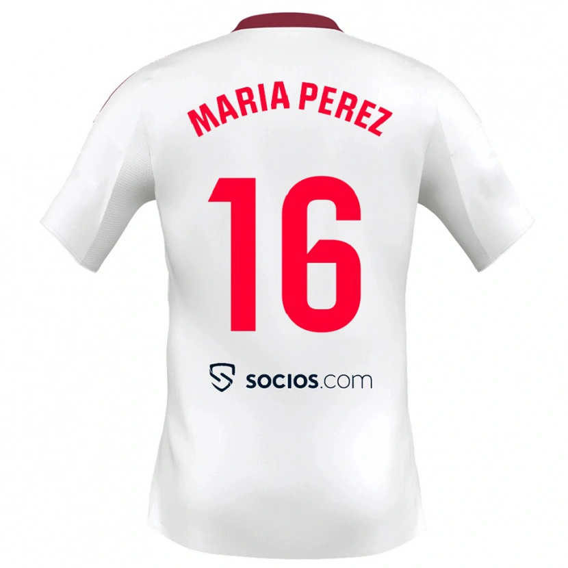Danxen Women María Pérez Rabaza #16 White Red Home Jersey 2025/26 T-Shirt