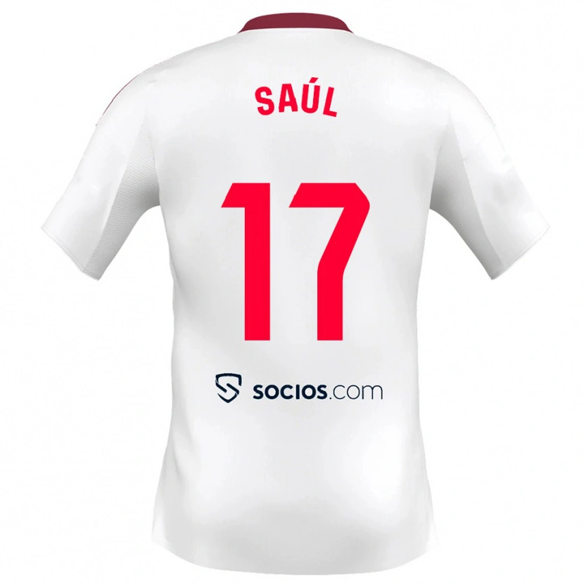 Danxen Women Saul Niguez #17 White Red Home Jersey 2025/26 T-Shirt