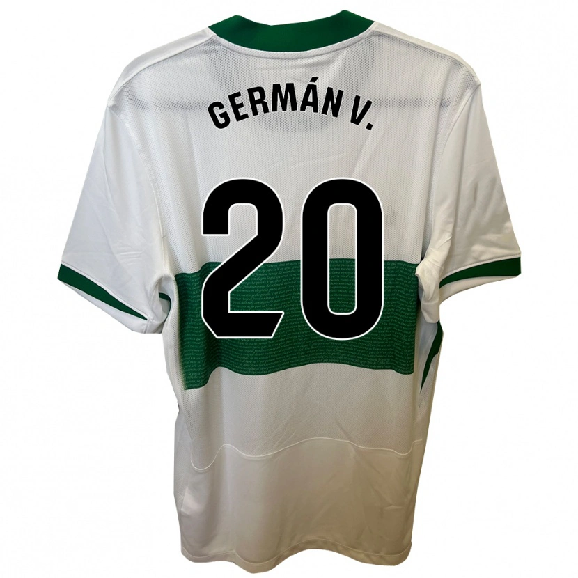Danxen Women Germán Valera #20 White Green Home Jersey 2025/26 T-Shirt