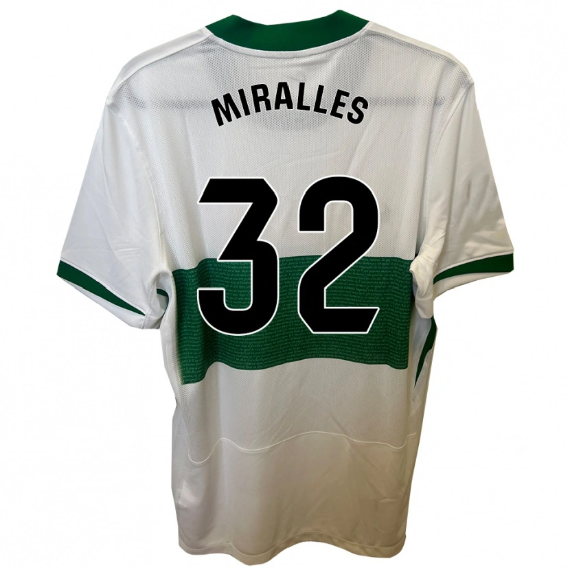 Danxen Women Álvaro Miralles #32 White Green Home Jersey 2025/26 T-Shirt