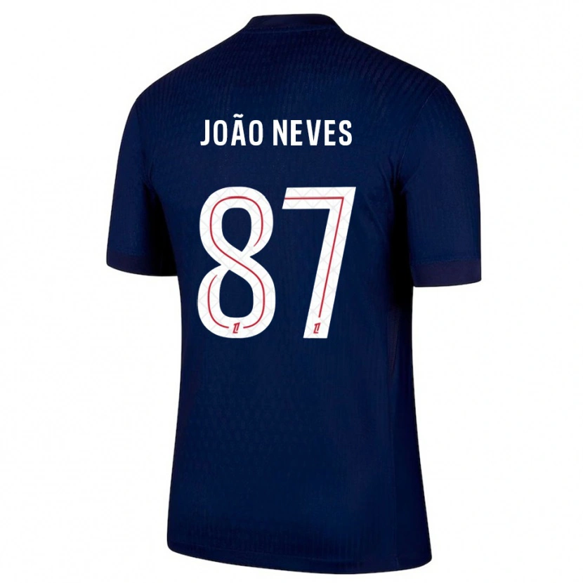 Danxen Women João Neves #87 Navy Red Home Jersey 2025/26 T-Shirt