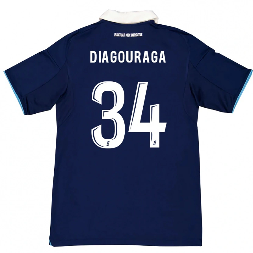 Danxen Women Djibril Diagouraga #34 Dark Blue White Home Jersey 2025/26 T-Shirt