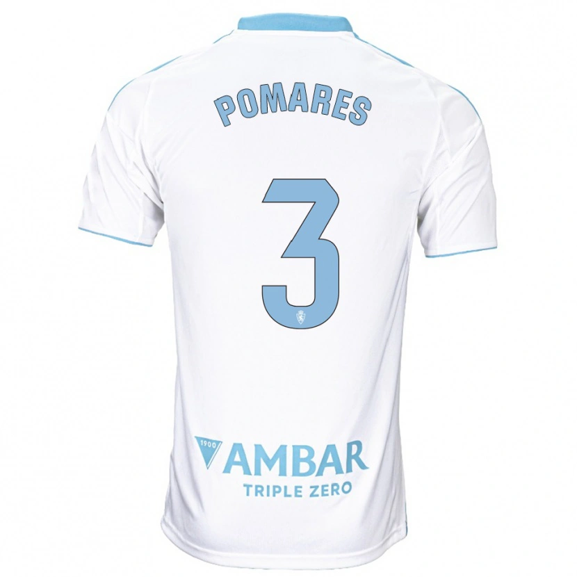 Danxen Women Carlos Pomares #3 White Sky Blue Home Jersey 2025/26 T-Shirt