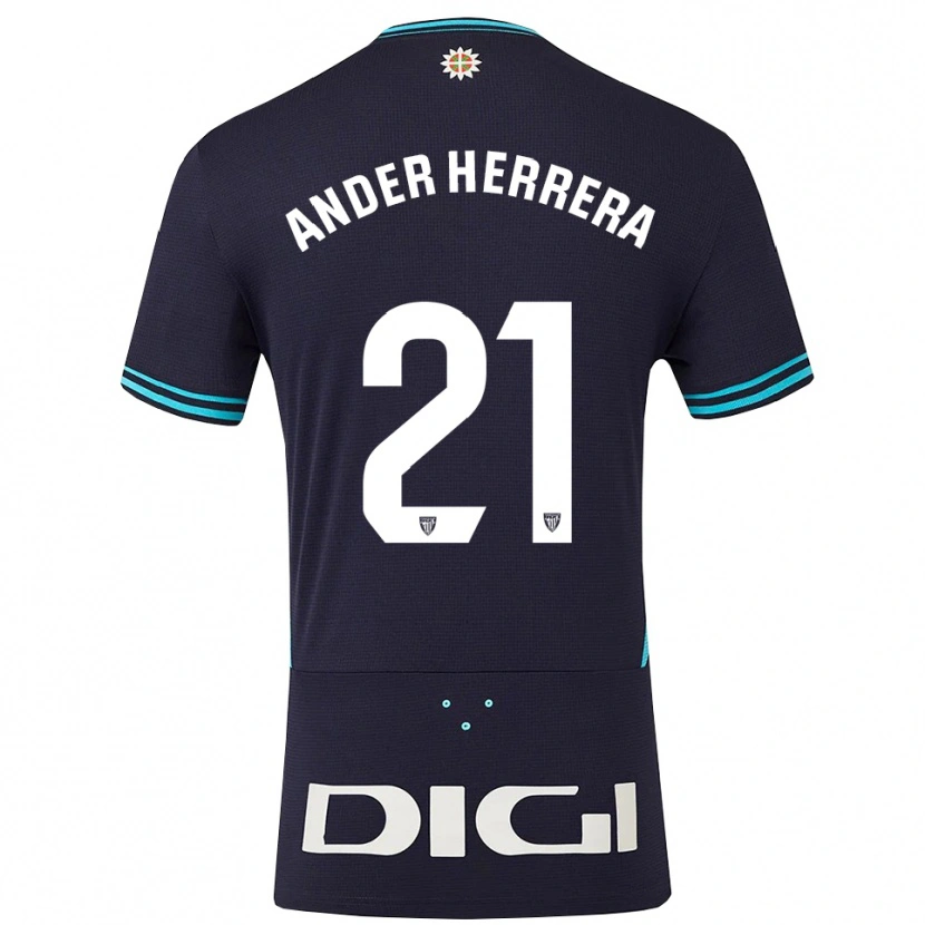 Danxen Women Ander Herrera #21 Navy Sky Blue Away Jersey 2025/26 T-Shirt