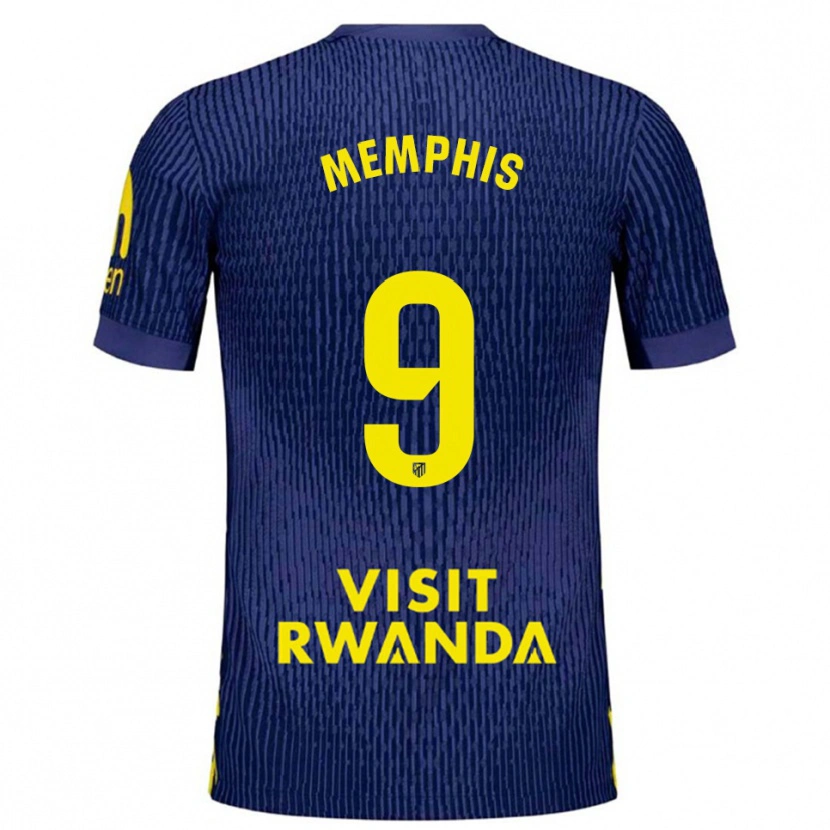 Danxen Women Memphis Depay #9 Navy Yellow Away Jersey 2025/26 T-Shirt