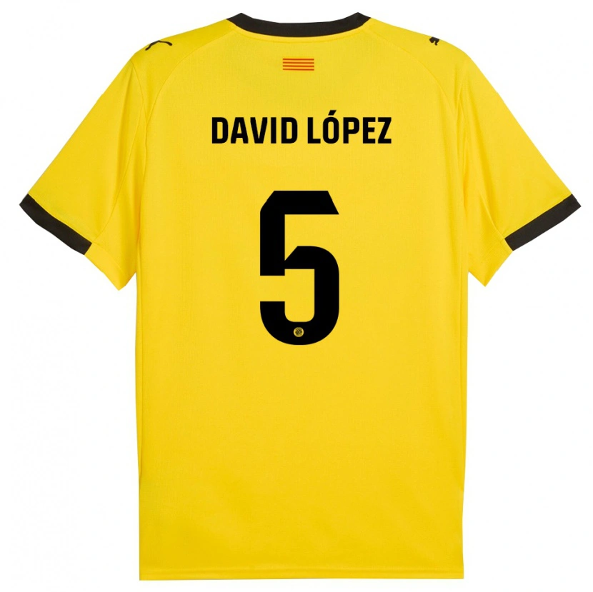 Danxen Women David López #5 Yellow Black Away Jersey 2025/26 T-Shirt