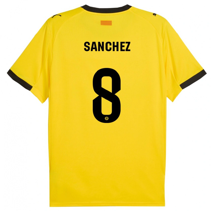 Danxen Women Miguel Ángel Sánchez #8 Yellow Black Away Jersey 2025/26 T-Shirt