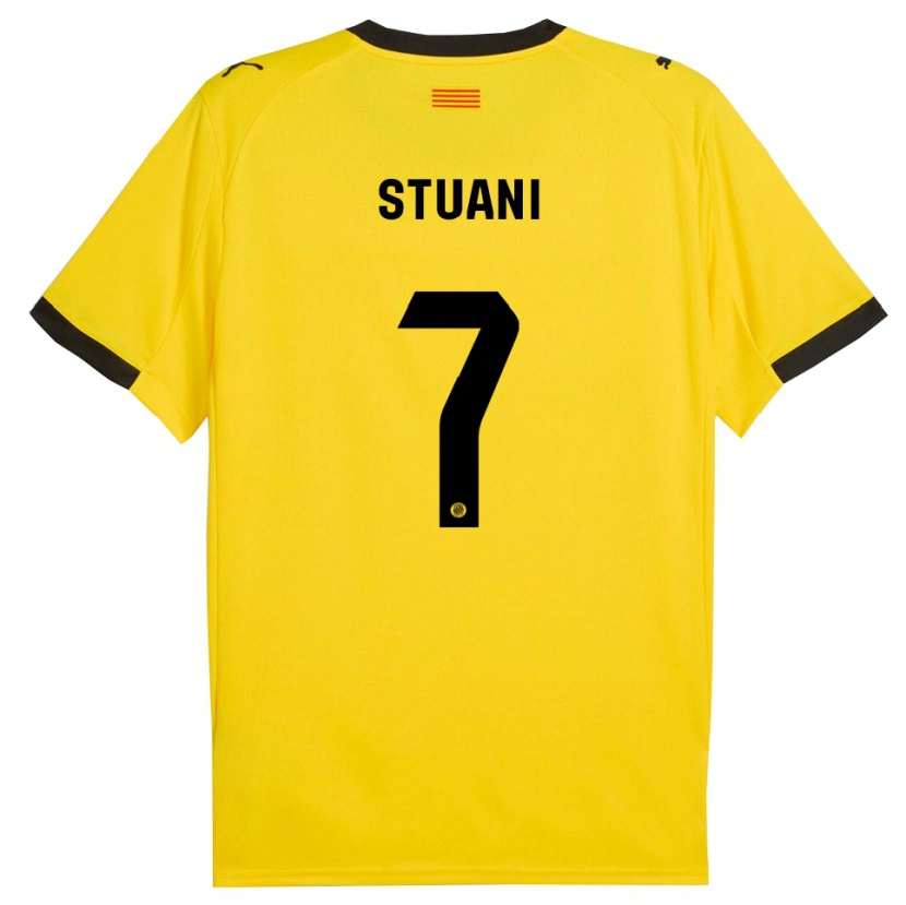 Danxen Women Cristhian Stuani #7 Yellow Black Away Jersey 2025/26 T-Shirt