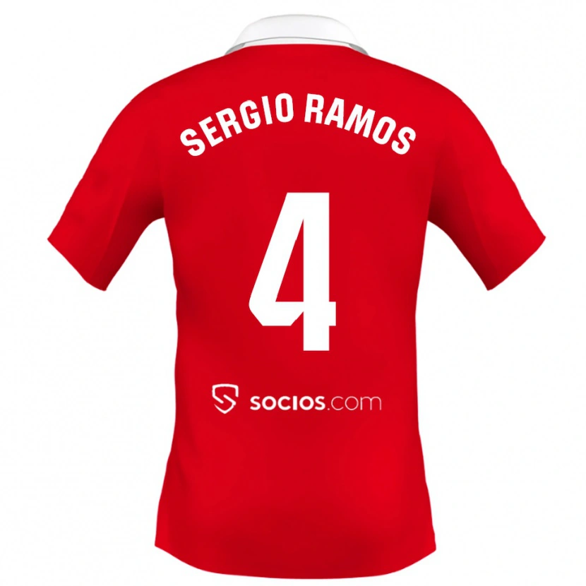 Danxen Women Sergio Ramos #4 Red White Grey Away Jersey 2025/26 T-Shirt
