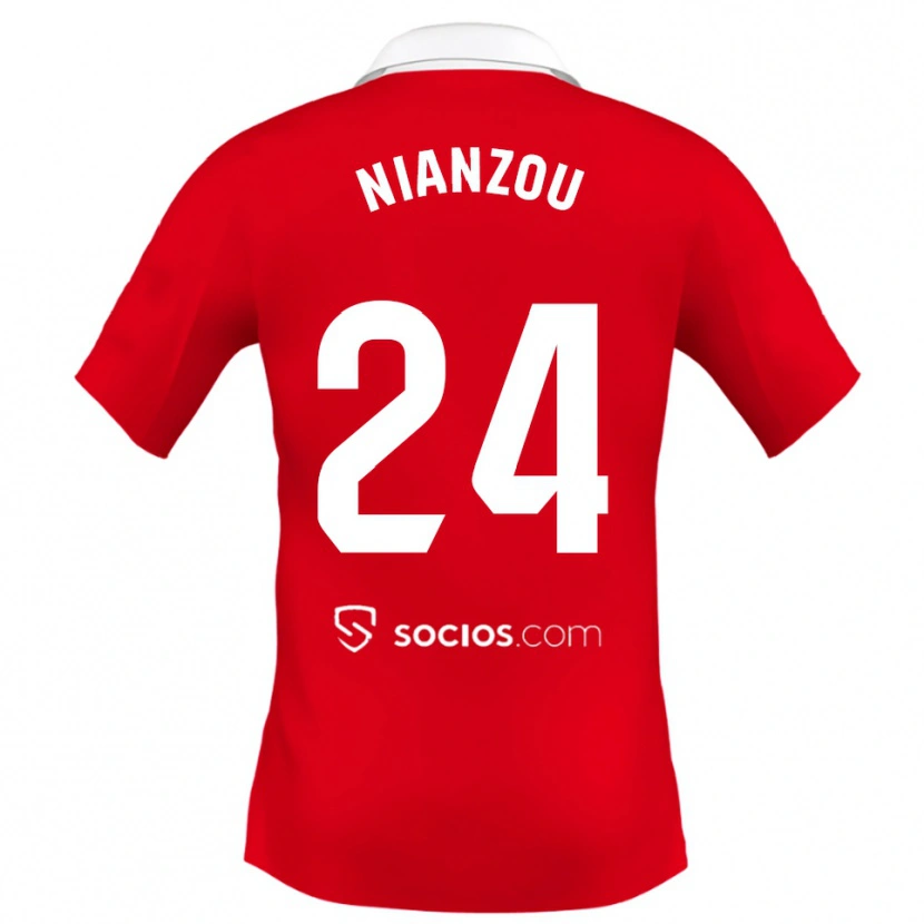 Danxen Women Tanguy Nianzou #24 Red White Grey Away Jersey 2025/26 T-Shirt