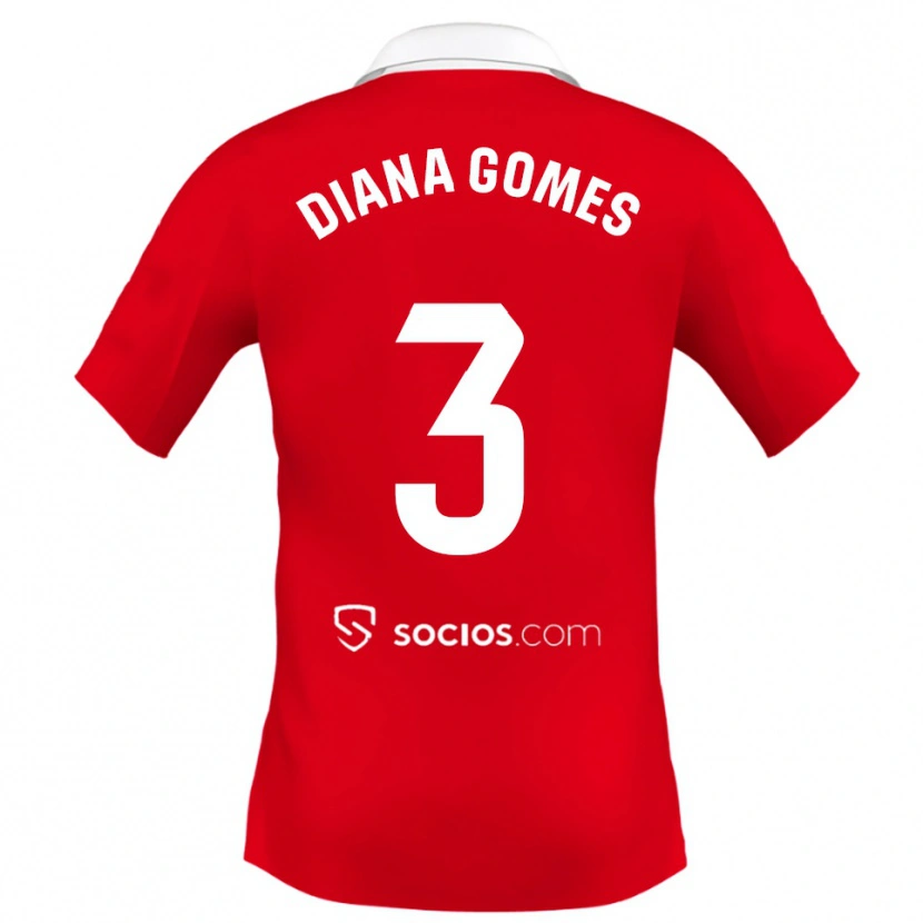 Danxen Women Diana Catarina Ribeiro Gomes #3 Red White Grey Away Jersey 2025/26 T-Shirt