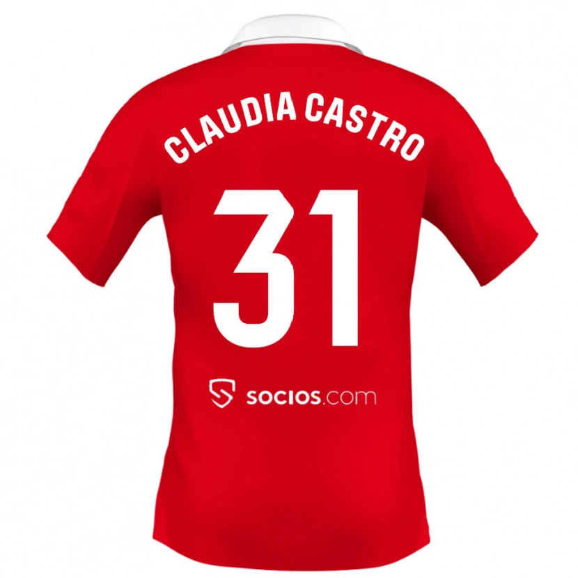 Danxen Women Claudia Castro Romero #31 Red White Grey Away Jersey 2025/26 T-Shirt