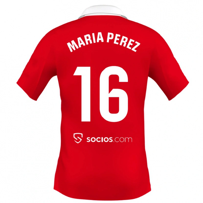 Danxen Women María Pérez Rabaza #16 Red White Grey Away Jersey 2025/26 T-Shirt