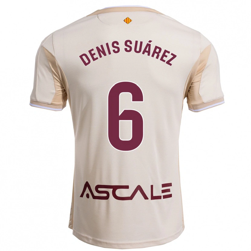 Danxen Women Denis Suárez #6 Off-White Burgundy Away Jersey 2025/26 T-Shirt