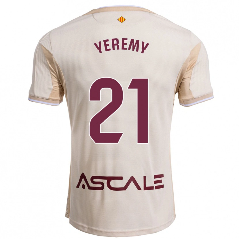 Danxen Women Yéremy Pino #21 Off-White Burgundy Away Jersey 2025/26 T-Shirt