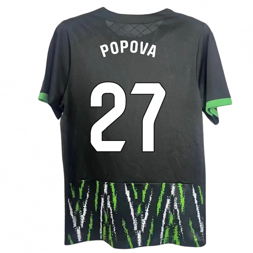Danxen Women Ángela Popova Fedorova #27 Black Green Away Jersey 2025/26 T-Shirt