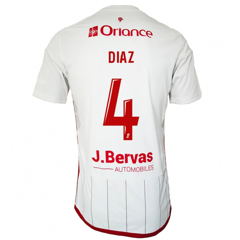 Danxen Women Junior Diaz #4 White Red Away Jersey 2025/26 T-Shirt