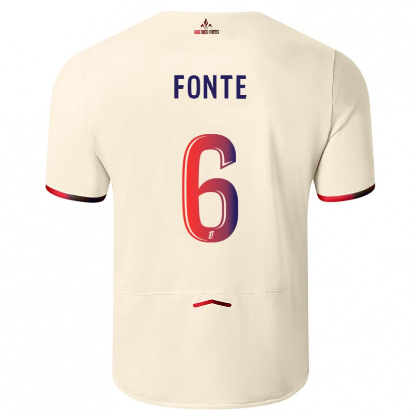 Danxen Women Jose Fonte #6 Off-White Red Away Jersey 2025/26 T-Shirt