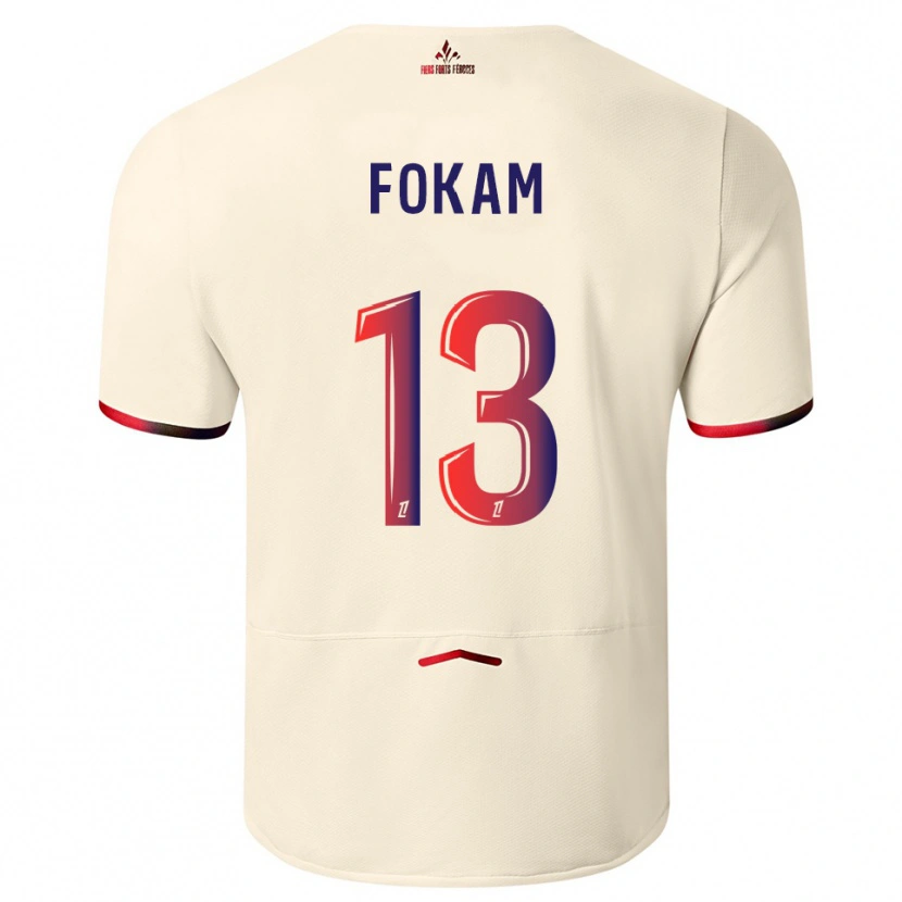 Danxen Women Ulrich Fokam #13 Off-White Red Away Jersey 2025/26 T-Shirt