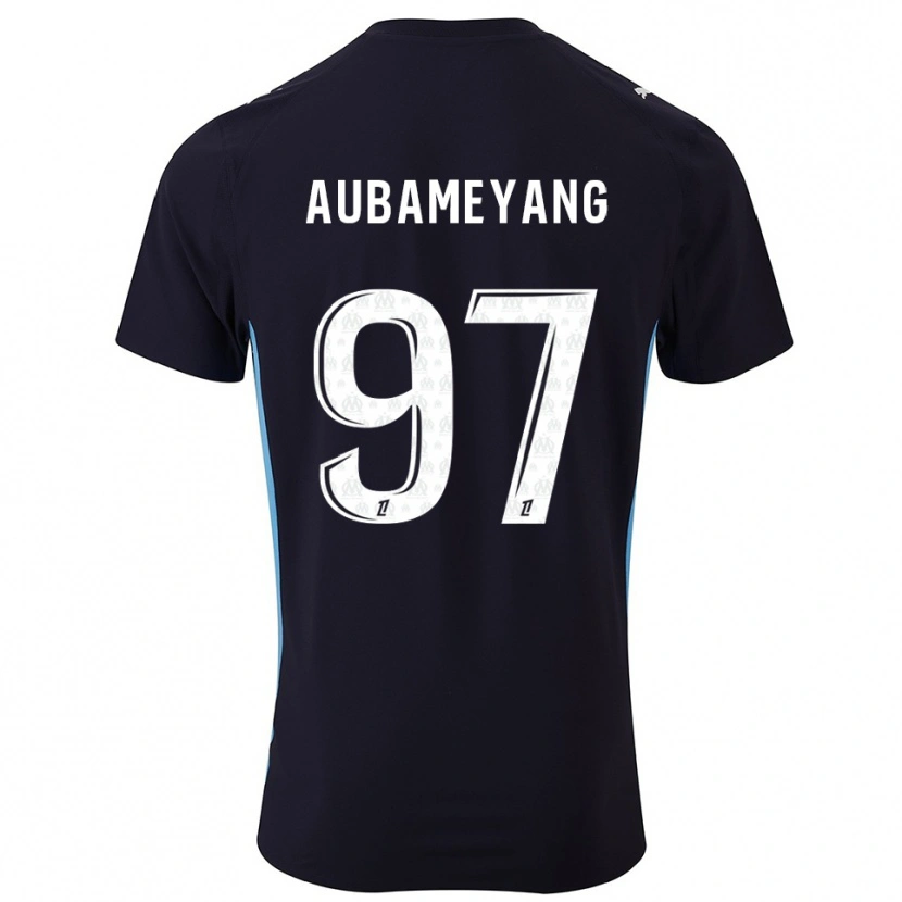 Danxen Women Pierre-Emerick Aubameyang #97 Black Sky Blue Away Jersey 2025/26 T-Shirt