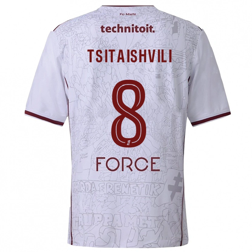 Danxen Women Giorgi Tsitaishvili #8 White Burgundy Away Jersey 2025/26 T-Shirt